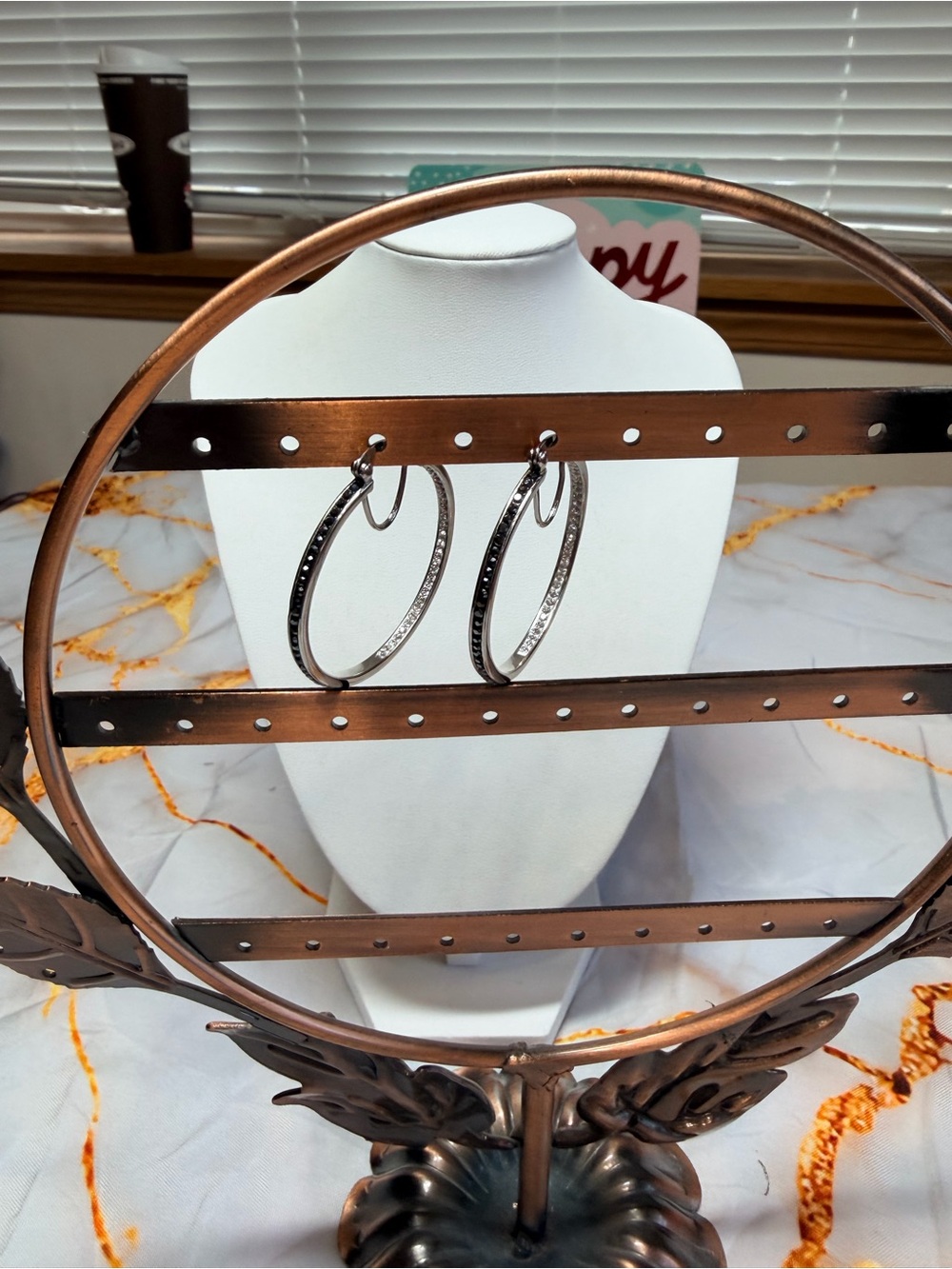 Vintage hoop earrings black